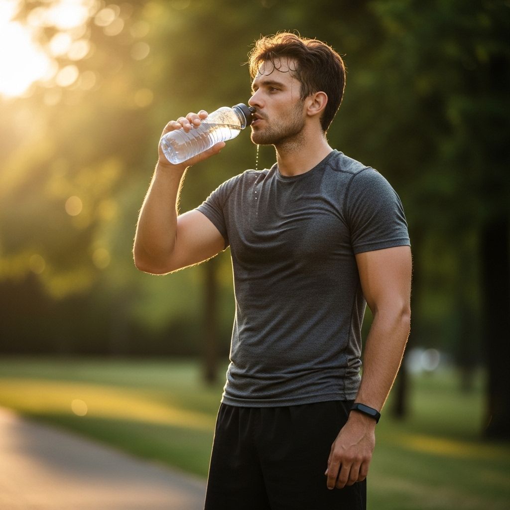 Portrait eines sportlichen Mannes Anfang 30 in Sportkleidung